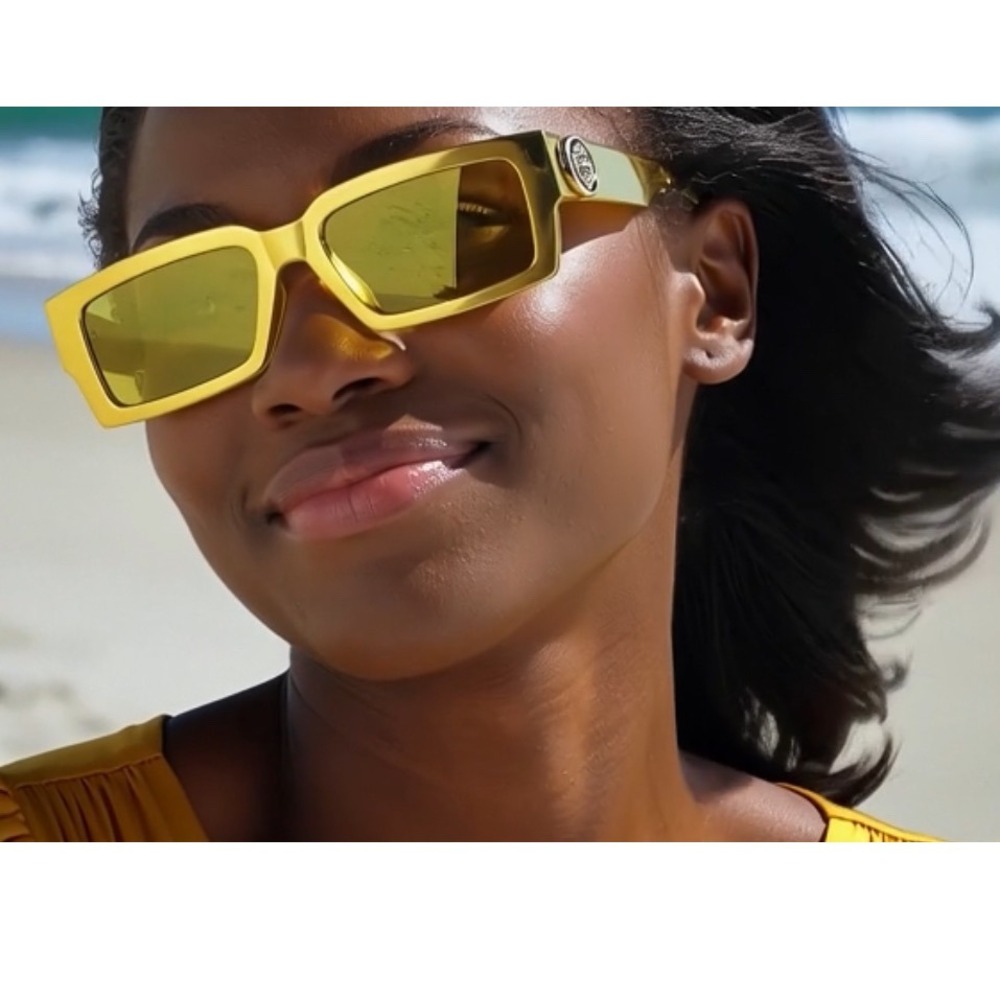 Women Sunglasses Yellow Frame Beach Driving Luxury Lentes Gafas Mujeres Nuevo